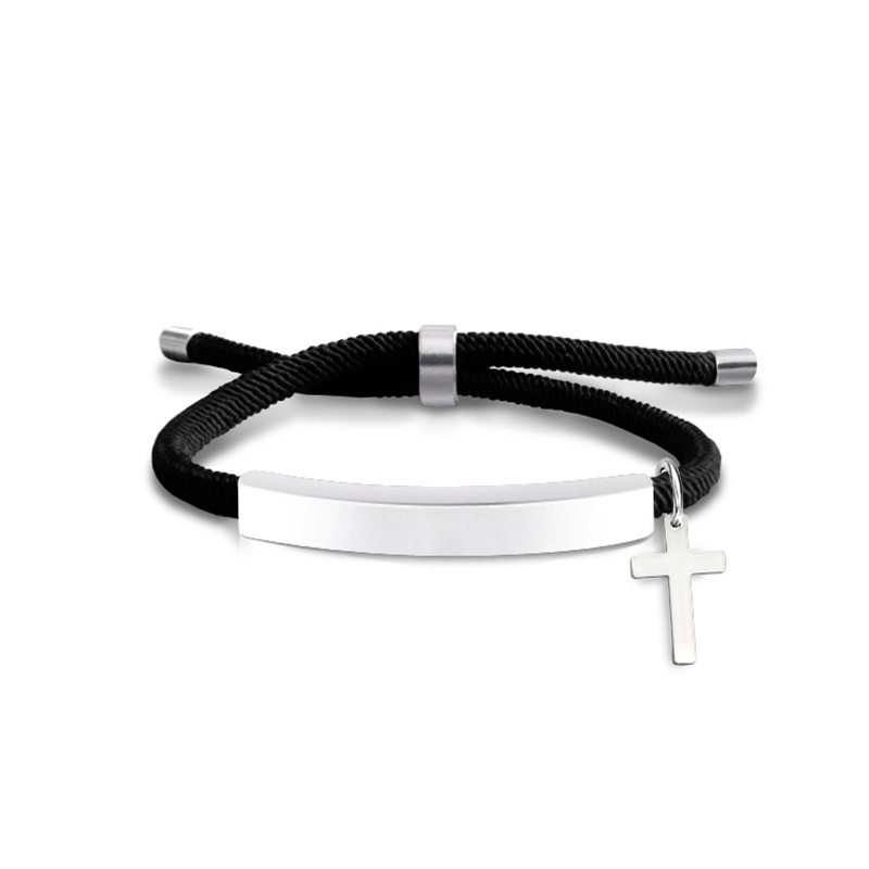 Bracelets Classification Classic Style Geometric Cross Customization Laser Engraving 201 Stainless Steel Rope Cord String String Bracelets Wholesale