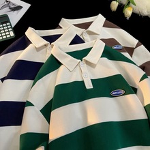 潮牌翻领卫衣男美式休闲2025秋冬新款百搭宽松休闲套头上衣男