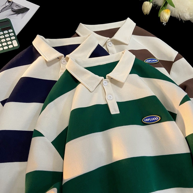 트렌디 브랜드 라펠 스웨트 셔츠 남성 아메리칸 캐주얼 2025 가을 겨울 새로운 다용도 루즈 캐주얼 풀오버 탑 남성