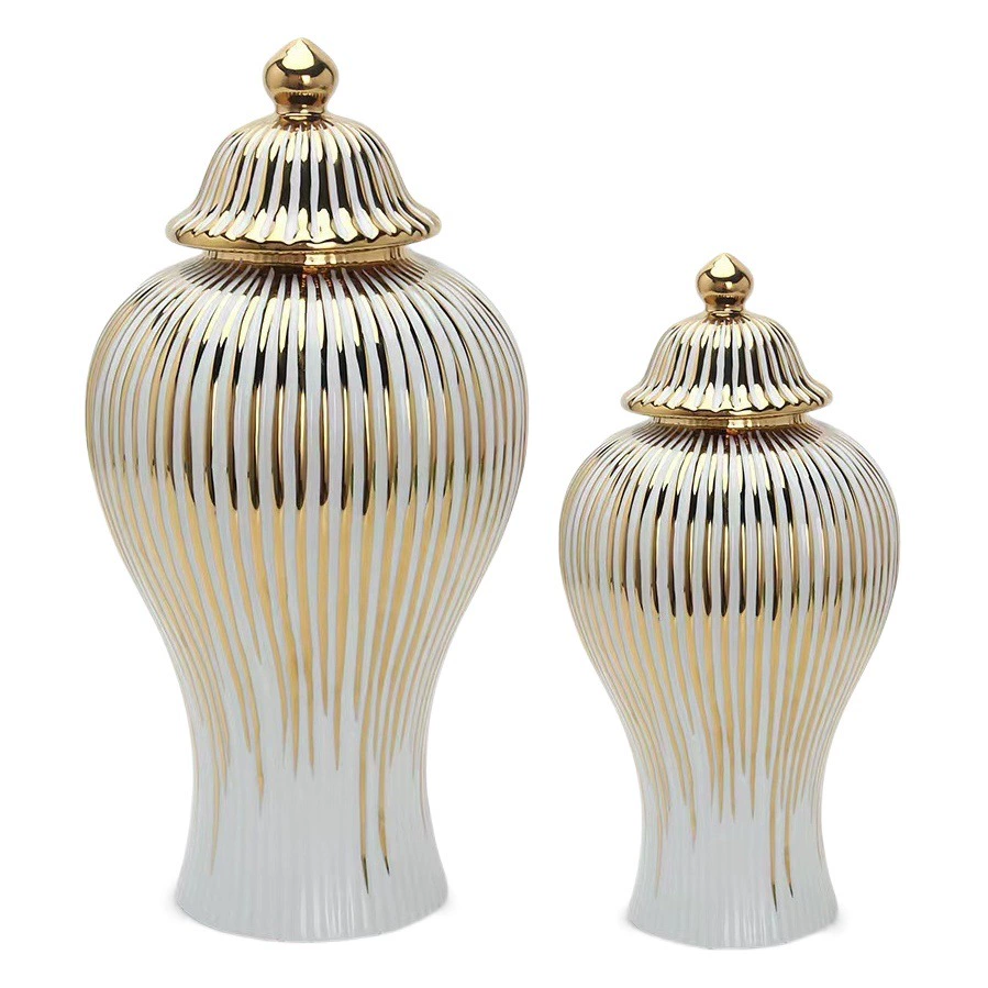 Керамическая легкая Роскошная Гальваническая общая банка Европейская ваза для цветов Ремесленные украшения Прихожая Мягкая декоративная банка для хранения