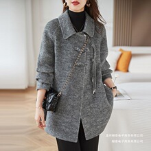 宽松毛呢外套女2025秋冬新款韩版设计感小众高端中长款毛呢大衣女