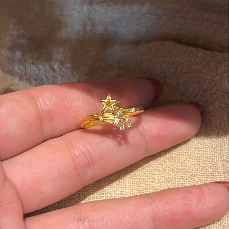 星雨炸开的烟花星星闪亮微镶锆石戒指女小众设计个性氛围感指环|undefined