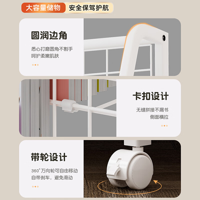 Estantería Hogar Área de lectura para niños Juguetes de libros ilustrados Estante de almacenamiento móvil multicapa Estante para libros de piso simple