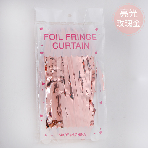 Rain Silk Curtain 1*2 Meter Color Strips Bright Gold Wedding Stage Background Props Tassel Rain Silk Tassel Door Curtain