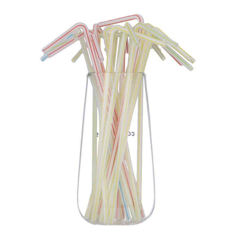 Paja de rayas de color directo de fábrica PP paja de plástico 100 paja de codo desechable