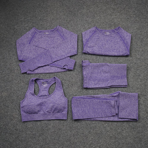Cross-border European and American Lulu Seamless Knitted Sports Yoga Wear Set for Women – Quick-Drying, Body-Sculpting, High-End Fitness Outfit