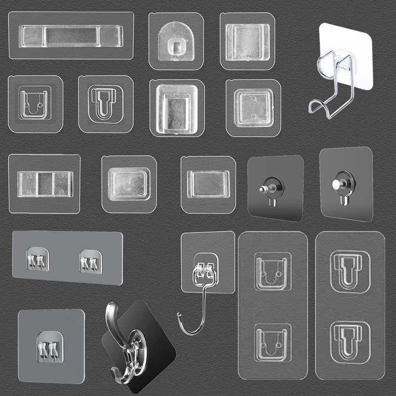 強力な無痕パッチ穴なしアクリルフック貼り物棚透明糸なし釘部品クリップ接着|undefined