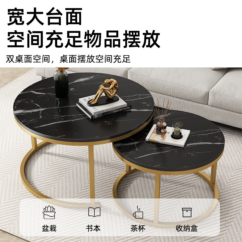 Mesa de té sala de estar pequeña casa de lujo ligera combinación retráctil sofá lado de salón balcón simple mesa redonda