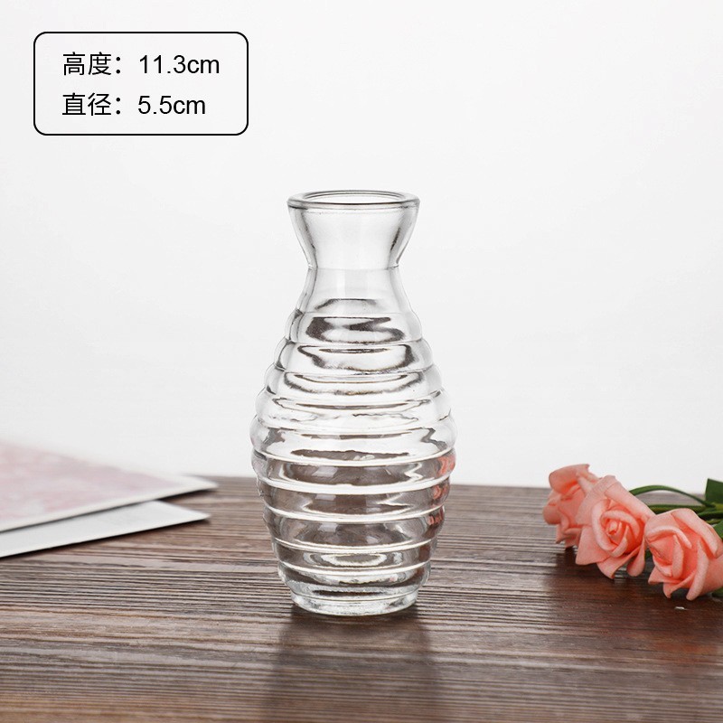 外国貿易卸売ライト高級ハイエンド小さな花瓶セットレトロレリーフフラワーアレンジメント装飾品透明ガラス花瓶|undefined