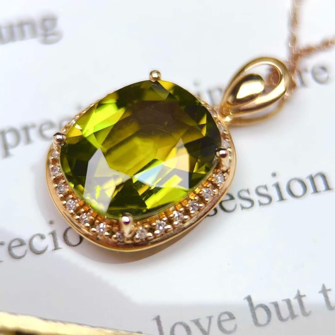 18K gold tourmaline pendant, women's jewelry, jewelry factory, gift jewelry, designer jewelry, Y1799