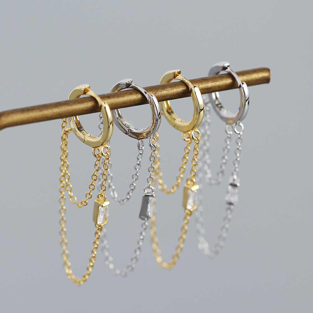 5g Weight 0.03µm Gold Plating Thickness Electroplating Gold Plating Process 925 Sterling Silver Gem Geometric Earrings