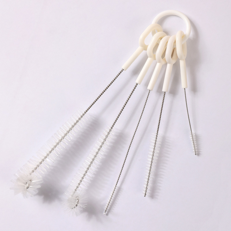 Cepillo multifuncional cinco en una taza cepillo de mango largo cepillo de paja cepillo de taza cepillo de botella de leche cepillo de tapa de taza cepillo de limpieza cepillo de paja cepillo