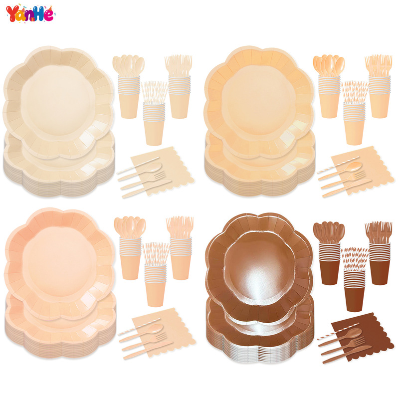 Solid Color Irregular Lace Disposable Paper Plates Theme Party Dinner Paper Cups Paper Towels Cutlery Spoon Decoration Supplies Solid Color Irregular Lace Disposable Paper Plates Theme Party Dinner Paper Cups Paper Towels Cutlery Spoon Decoration Supplies