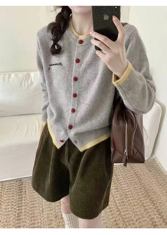 2025秋冬新款女装韩系设计感圆领毛衣长袖针织开衫气质上衣外套女|undefined
