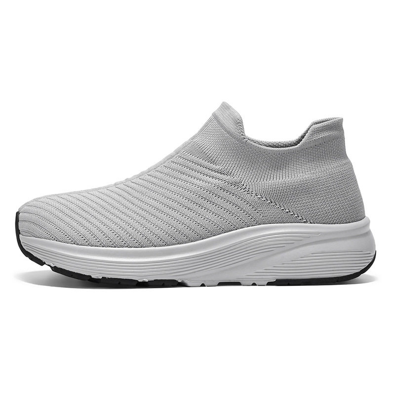 Giày lười vải dệt lưới unisex xỏ chân đế mềm nhẹ cỡ lớn, gót 3-5 cm — A 81m màu, A81 màu xám, A81 màu đen