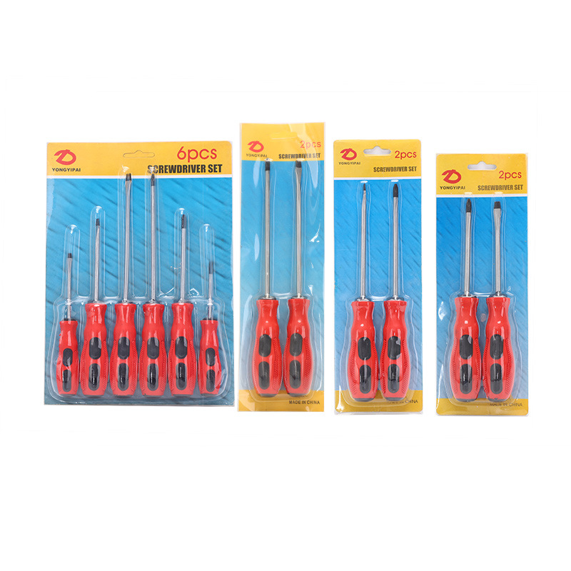 Juego de destornillador de combinación para el hogar destornillador de una palabra con mango rojo y negro en punto destornillador manual multifuncional
