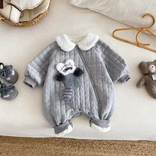 2025男童连体衣冬季保暖宝宝卡通超萌夹棉外出服婴儿连体爬服