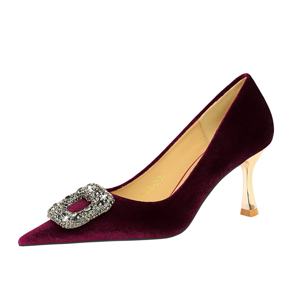Elegant Stiletto Pumps With Rhinestone Buckle For Evening Events_voghion.com