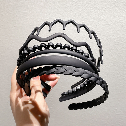 Black hair tie for women, summer face-saving anti-slip hair press, simple headband, hair tie for split ends, wide edge hair bun hair accessory