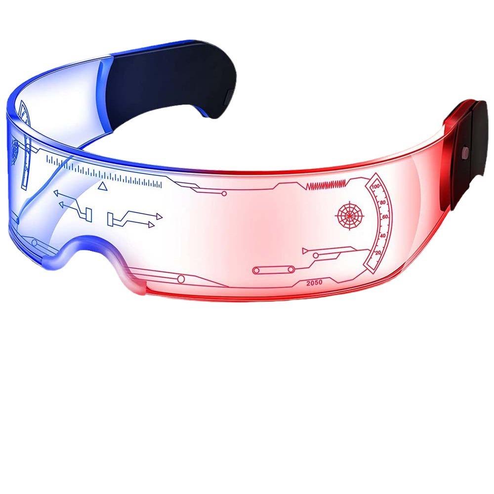 Gafas LED de ciencia ficción con un toque tecnológico, estilo cyberpunk, coloridas, para discoteca, gafas deslumbrantes, a la moda