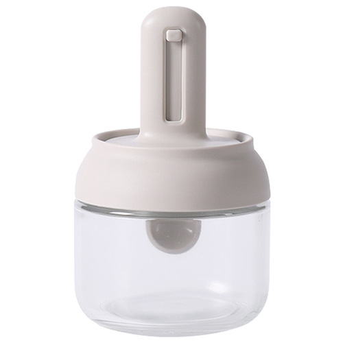 Integrated spoon lid retractable seasoning jar kitchen household commercial sealed moisture-proof barbecue cumin chicken essence glass seasoning bottle