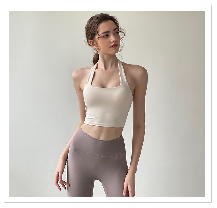 Halter Neck Outdoor Morning Run Casual Sports Quick-Dry Vest For Women Summer Push-Up Shaping Yoga Wear Pure Desire_voghion.com