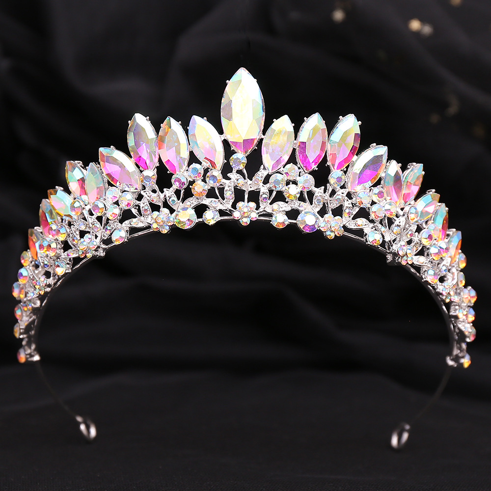 195g Weight Crown Hair Accessories Type Elegant Crown Alloy Rhinestone Crown