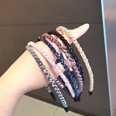 Crystal Wire Braided Narrow Edge Hair Clip for Women, Summer Shower Headband Hairpin Korean Style Elegant and Versatile Hair Tying Head Accessory Wholesale