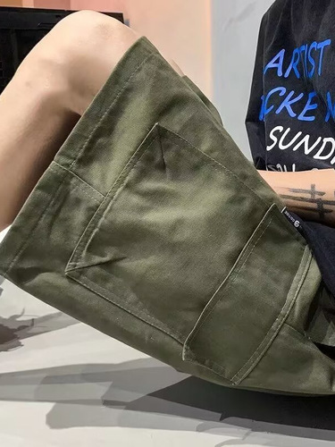 Cross-border work pants for men, new fashion casual summer loose large size big pants, trendy brand retro 5-inch pants