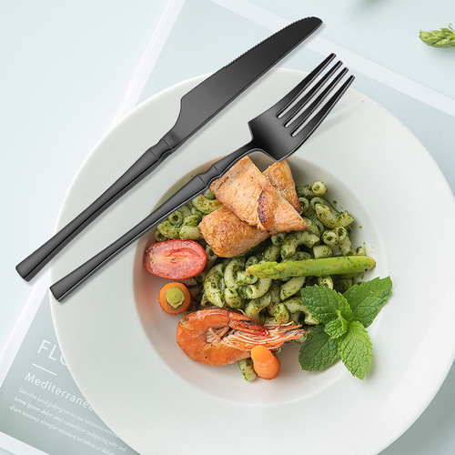 Cross-border stainless steel knife, fork and spoon set, PVC bag with 6 pieces, gold-plated supermarket western tableware, Middle Eastern series