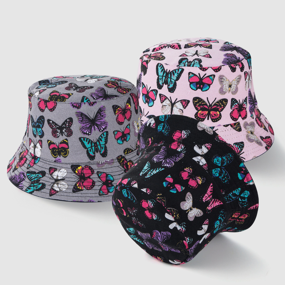 2021 New Colorful Butterfly Double-sided Fisherman Hat Hip-hop Trend Street Sunscreen Hat Fashion Casual Basin Hat display picture 1