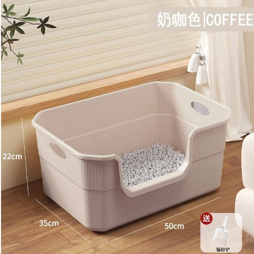 La caja de arena para gatos al por mayor es de gran tamaño, gruesa y semicerrada, antisalpicaduras externas, inodoros para gatos jóvenes, suministros para gatos domésticos, nueva caja de arena para gatos