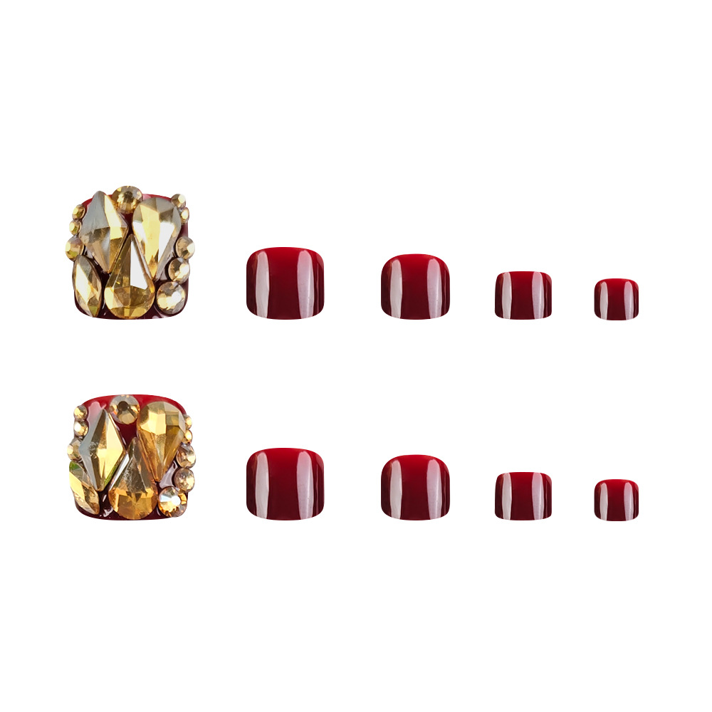 Comercio exterior vino Jinhui perforación de uñas de pie de lujo pie desgaste de uñas de pie 24 piezas de parche de uñas de dedo del pie
