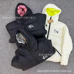 跨境外贸冬季LOGO 连帽款棉服刺绣情侣款保暖加厚款休闲棉服 外套