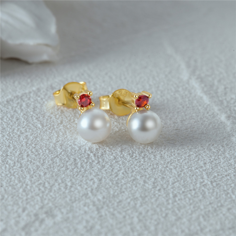 2g Weight Pearl, Zircon Inlay Material Ear Studs Classification 1 Pair Quantity Daily Occasion 925 Sterling Silver Material Geometric Pattern Women's Gender Plating, Inlay Design Simple Style Style 1 Pair 925 Sterling Silver Pearl Zircon Geometric Ear Studs 24