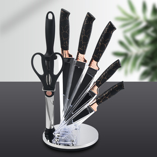 Household Kitchen Stainless Steel Cutter Chef Knife Fruit Knife with Knife Holds Combination Knife Set