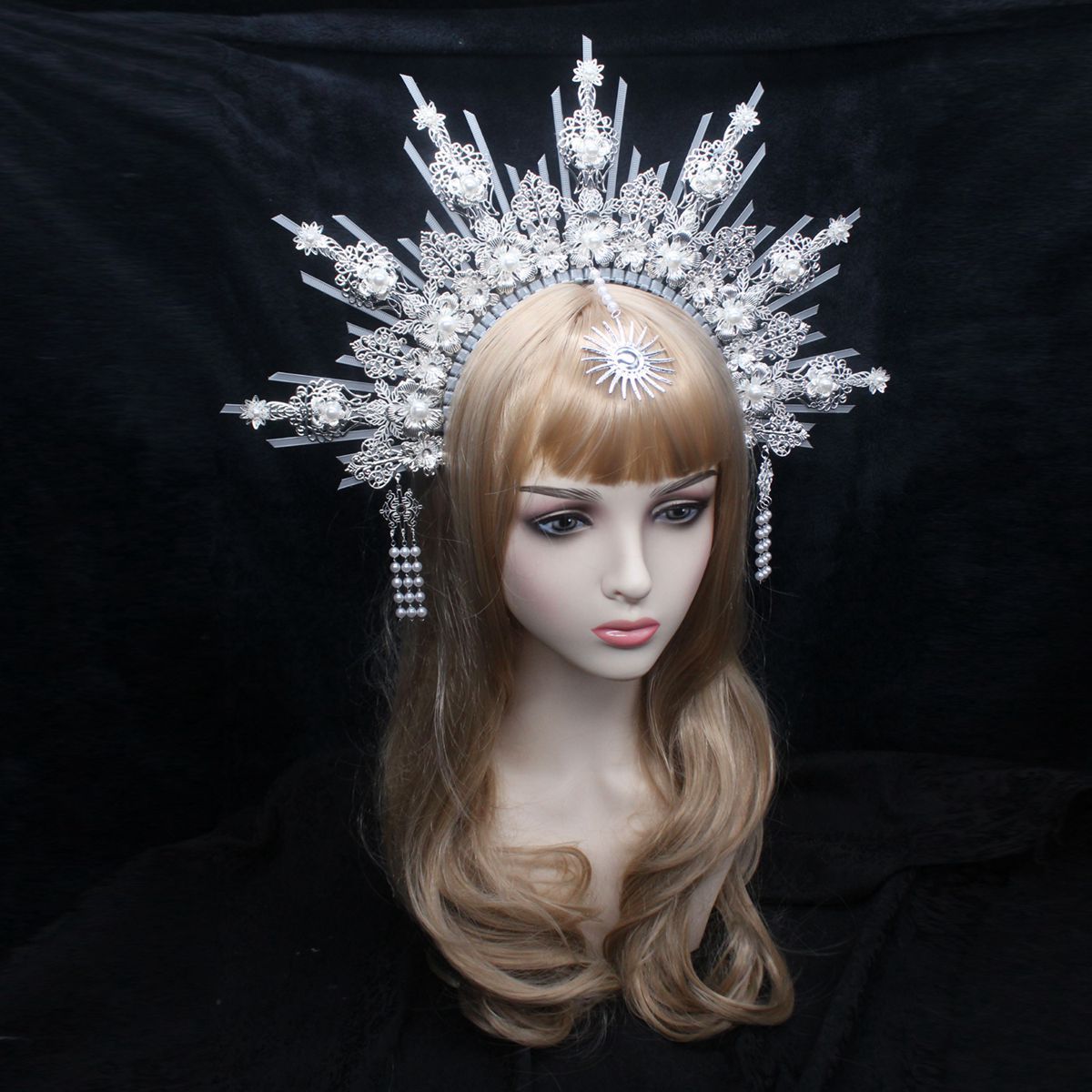 Accesorios de corona de sol hechos a mano de lolita, paquete de material diy, corona de lolita, accesorios de halo de pasarela de cumpleaños de Navidad