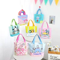 Cartoon linen bag, handheld lunch box bag, tableware for elementary school students, organizer bag, food bag