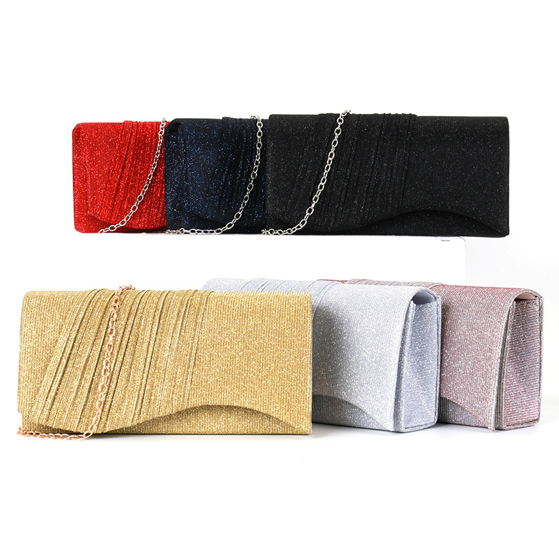 Original factory evening bag for women with a chain handle, crossbody or shoulder evening bag with flat bottom, smooth body handbag