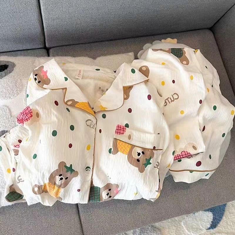 Осенний пижамный комплект, мультяшный милый кардиган высокого качества, с длинным рукавом, зимние брюки, единая форма