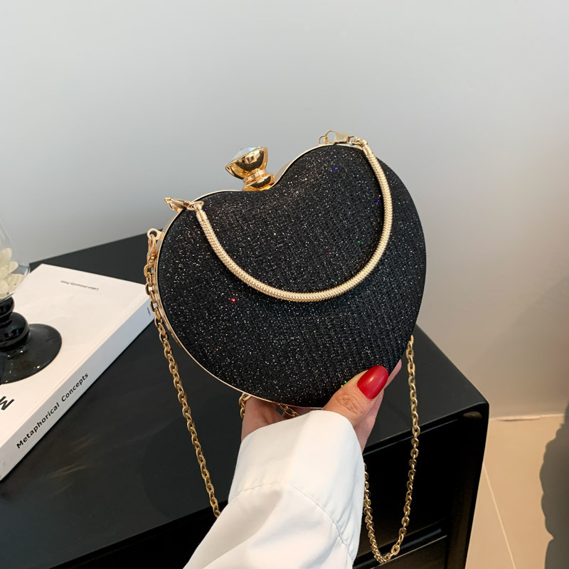 Peach Heart High-looking cadena rhinestone bolso de noche ins luz lujo Lock bolso Moda hombro brillante oblicua