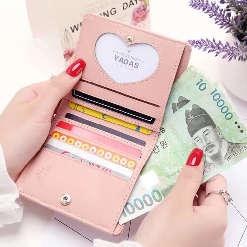 New short wallet for women thin Japanese style cute forest style little girl wallet sweet student two fold wallet card bag