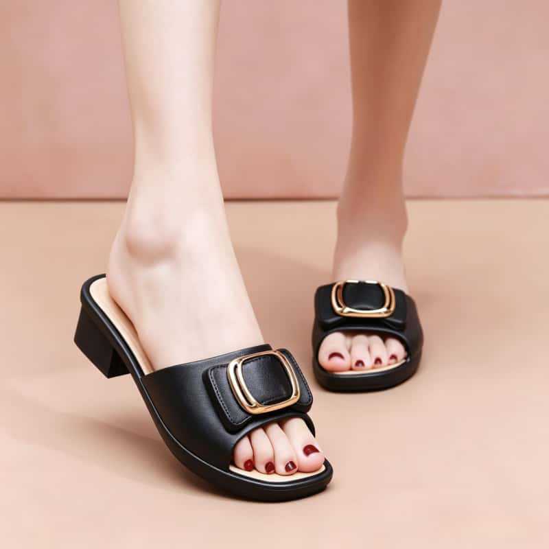 Temperamento suave y viento para usar zapatillas elegantes y altas, versátiles y cómodas, 2026 nuevo verano diario zapatos de mujer image 3