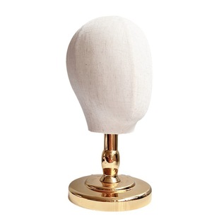 New Linen Head Mold with Gold and Silver Base Short Neck Cloth Head Mold Hat Display Stand Wig Model