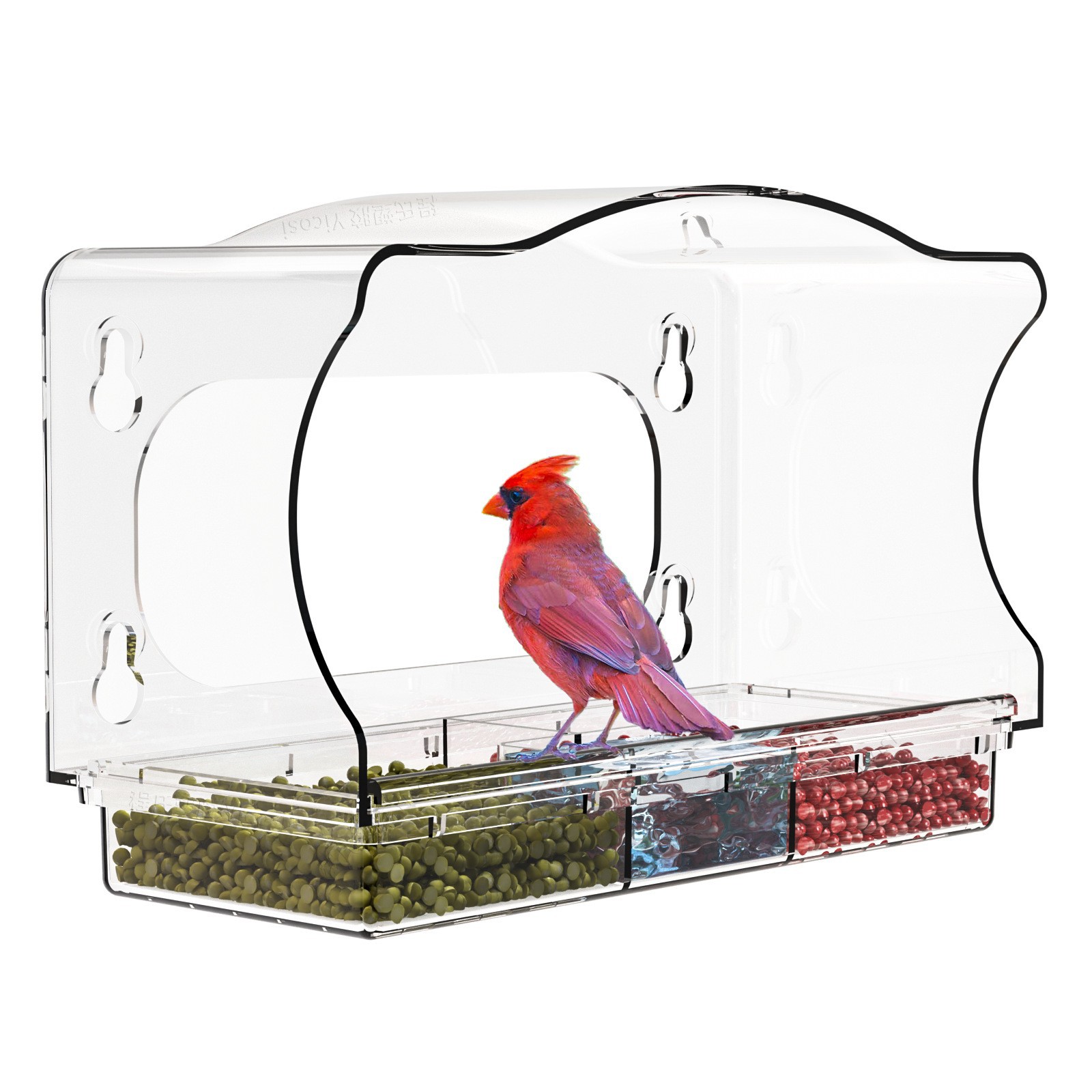 Amazon transparent acrylic outdoor bird cage parrot cage wall-mounted hole-free suction cup bird feeder pet supplies 2