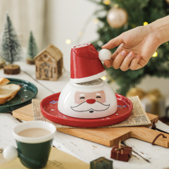 Creative new product Christmas ceramic tableware set festive gift home underglaze color steak plate cup rice bowl set