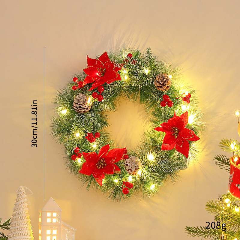 外国貿易の人気クリスマスの花輪のペンダントクリスマスのシーンのショーウインドーの扉を配置します。|undefined