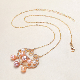 Jewelry wholesale gold necklace pearl pendant clavicle chain Zhuji pearl necklace freshwater pearl pendant jewelry