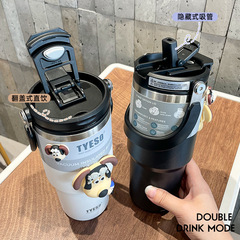 K9HX批發保溫杯女生高顏值手提冰霸咖啡杯便攜男車載大容量雙飲吸