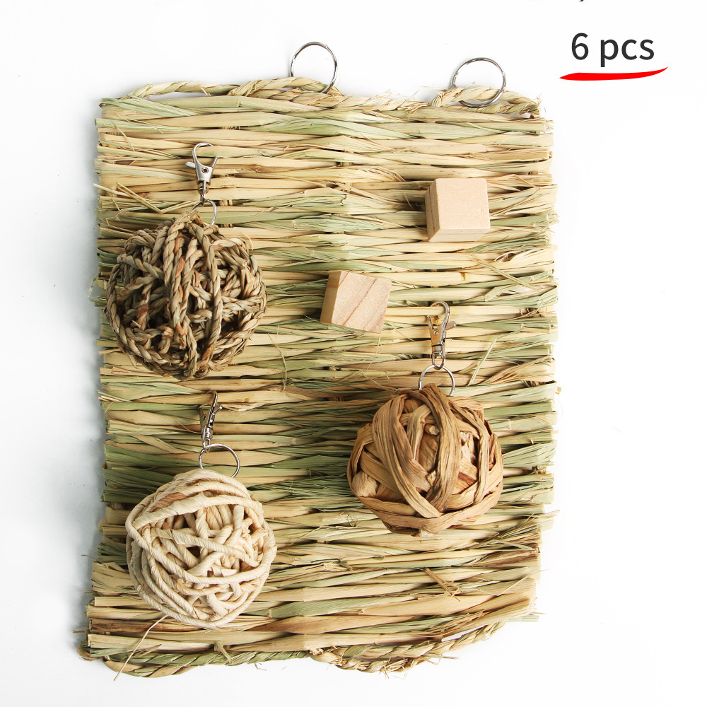 6 종 세트 (밀짚 매트 + 물 히아신스 볼 + 물 풀 랜덤 직조 볼 + 옥수수 잎 볼 + 사각 * 2)